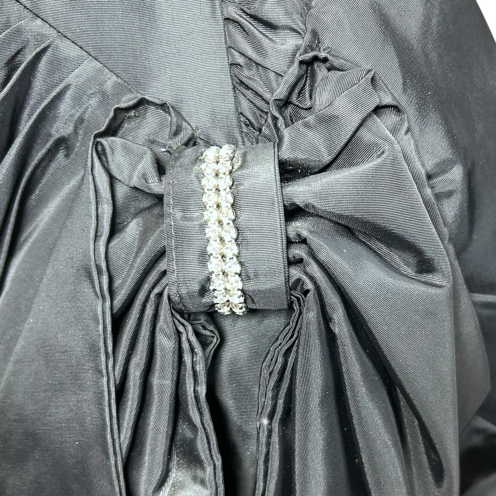 Y2K Steppin Out Taffeta Dress 7 Strapless Wiggle Formal Retro Rhinestones - Picture 9 of 13